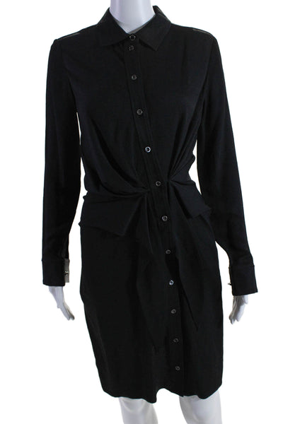 Altuzarra Womens Silk Collared Buttoned Ruched Midi Dress Black Size EUR 34