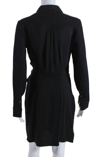 Altuzarra Womens Silk Collared Buttoned Ruched Midi Dress Black Size EUR 34