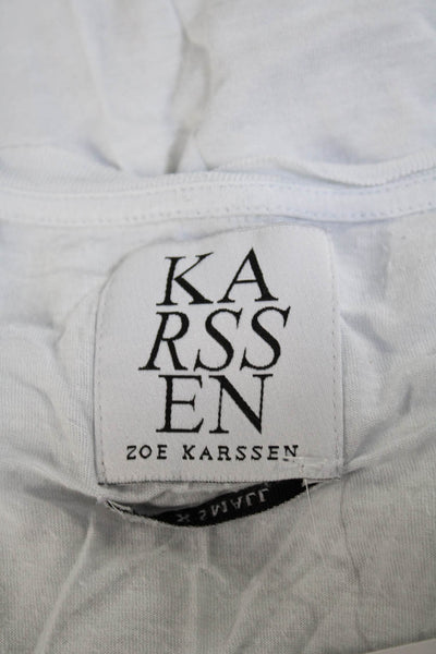 Karssen Zoe Karssen Womens Graphic Round Neck Short Sleeve Top White Size XS