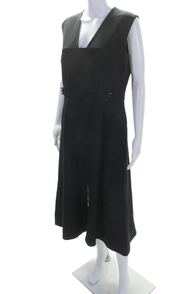 Escada Womens Back Zip Sleeveless V Neck Mid Calf Dress Black Size 40