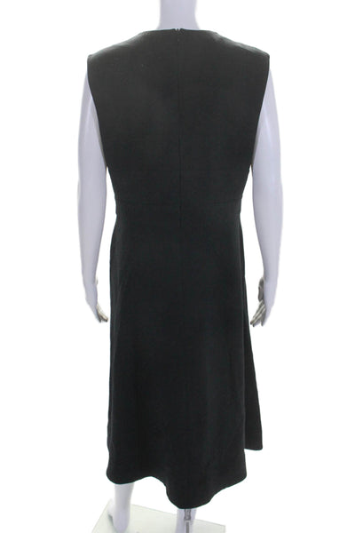 Escada Womens Back Zip Sleeveless V Neck Mid Calf Dress Black Size 40