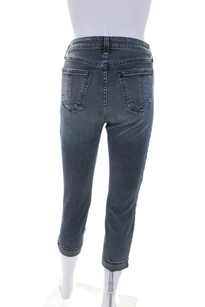 Rag & Bone Womens Zipper Fly Mid Rise Cuffed Cropped Jeans Blue Denim Size 23