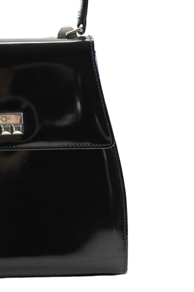 Siso Womens Foldover Snap Closure Top Handle Handbag Purse Black