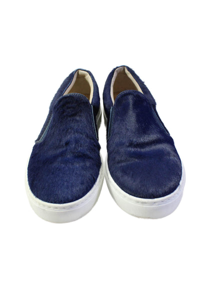 Madison Maison Womens Navy Blue Fuzzy Slip On Sneakers Shoes Size 6