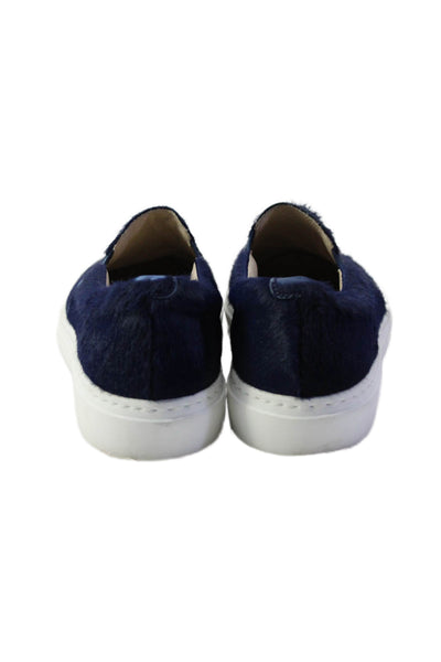 Madison Maison Womens Navy Blue Fuzzy Slip On Sneakers Shoes Size 6