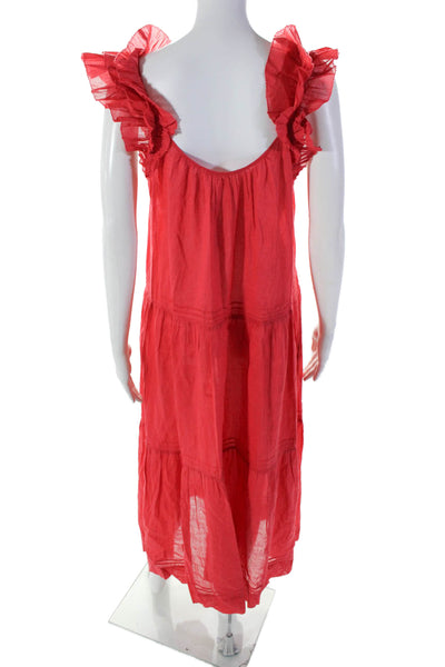 The Great Womens Cotton Pleated Front Sleeveless Midi Swing Dress Red Size 0