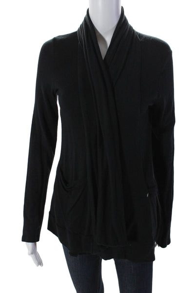 Splendid Womens Jersey Long Sleeve V-Neck Open Sweater Cardigan Black Size M