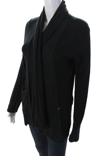 Splendid Womens Jersey Long Sleeve V-Neck Open Sweater Cardigan Black Size M