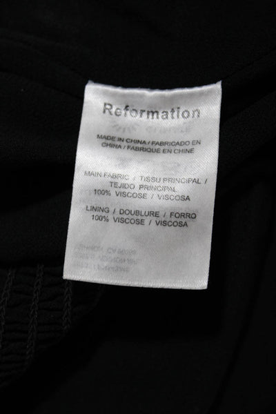 Reformation Womens Smocked Zip Textured Sleeveless Cropped Blouse Black Size 8