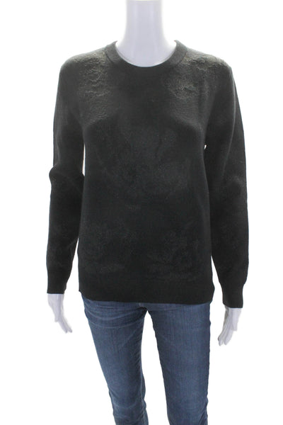 The Kooples Womens Pullover Metallic Knit Crew Neck Sweater Black Size 0