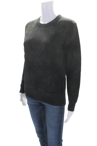 The Kooples Womens Pullover Metallic Knit Crew Neck Sweater Black Size 0