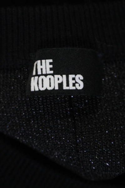 The Kooples Womens Pullover Metallic Knit Crew Neck Sweater Black Size 0