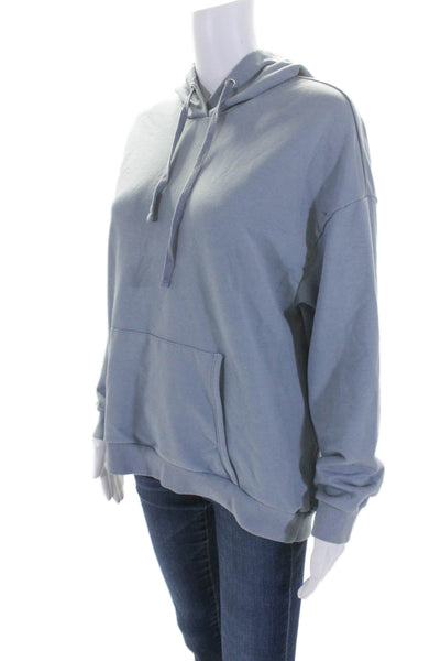 NYDJ Womens Pullover Oversized Pocket Front Hoodie Sweater Blue Cotton Size 2XS