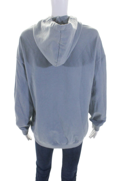 NYDJ Womens Pullover Oversized Pocket Front Hoodie Sweater Blue Cotton Size 2XS