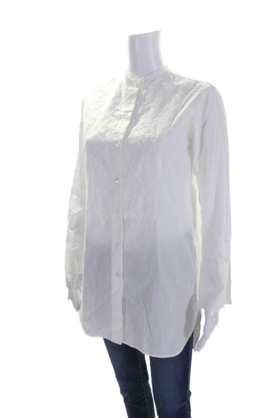 Jennifer Tyler Women's Round Neck Long Sleeves Button Down Shirt White Size 40