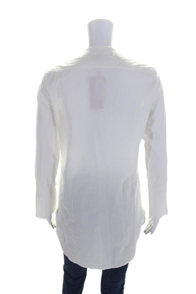 Jennifer Tyler Women's Round Neck Long Sleeves Button Down Shirt White Size 40