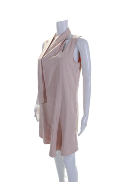 Tibi Womens Light Pink V-neck Zip Back Sleeveless A-Line Dress Size 0