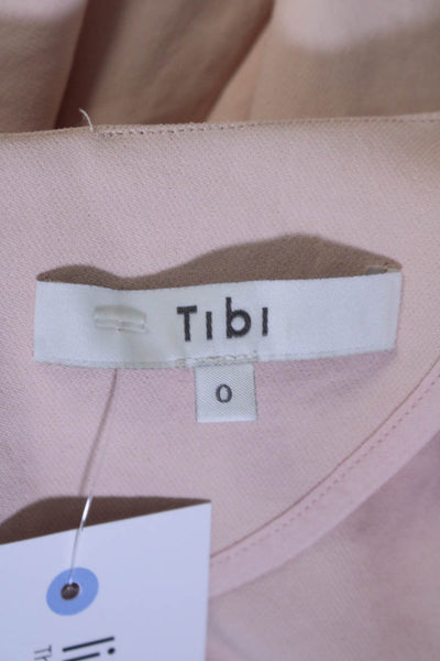 Tibi Womens Light Pink V-neck Zip Back Sleeveless A-Line Dress Size 0