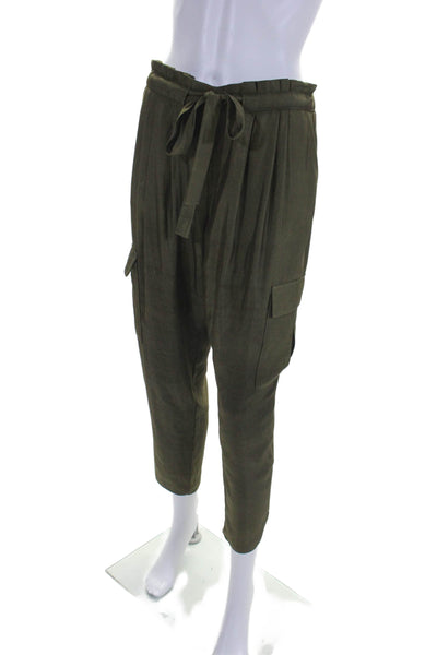 Ramy Brook Womens Olive Green High Rise Drawstring Cargo Jogger Pants Size S