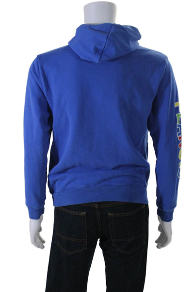 Peanuts Mens Pullover Joe Cool Hoodie Sweater Blue Cotton Size Medium