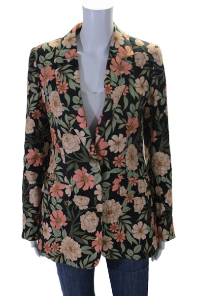 Elie Tahari Womens Long Sleeve Floral Print One Button Blazer Multicolor 6