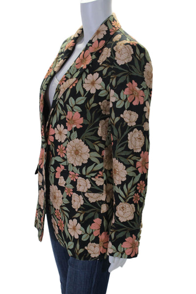 Elie Tahari Womens Long Sleeve Floral Print One Button Blazer Multicolor 6