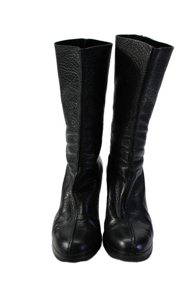 Walter Steiger Women's Round Toe Cone Heels Mid-Calf Boots Black Size 38.5