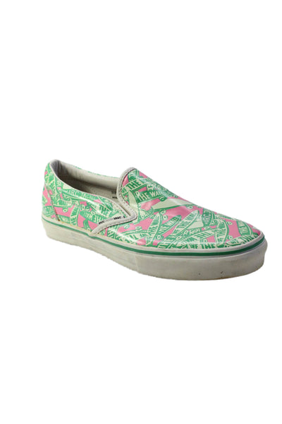 Vans x Marc Jacobs Mens Slip On Logo Low Top Sneakers Green Pink Size 8