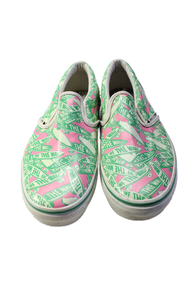 Vans x Marc Jacobs Mens Slip On Logo Low Top Sneakers Green Pink Size 8