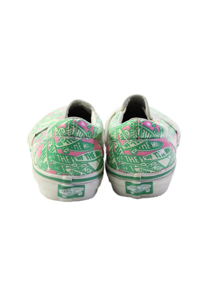 Vans x Marc Jacobs Mens Slip On Logo Low Top Sneakers Green Pink Size 8