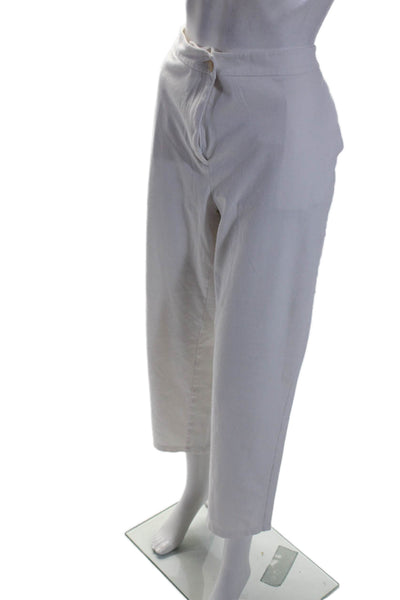 Eileen Fisher Womens Zipper Fly High Rise Straight Leg Pants White Cotton XL