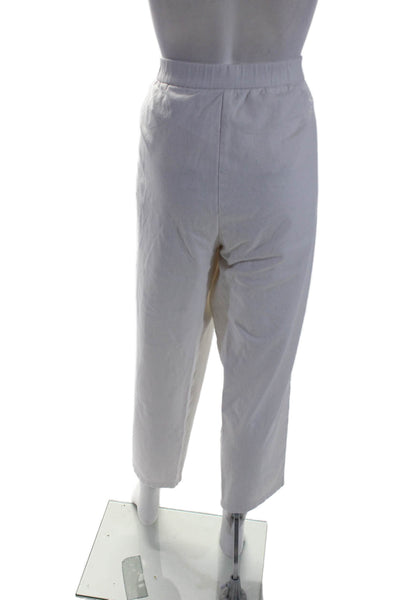 Eileen Fisher Womens Zipper Fly High Rise Straight Leg Pants White Cotton XL