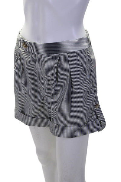 Harvey Faircloth Womens Cotton Gray White Striped Cuff Mini Shorts Size 4