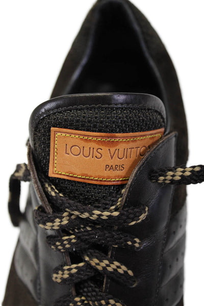 Louis Vuitton Mens Suede Low Top Lace Up Sneakers Dark Chocolate Brown Size 7.5