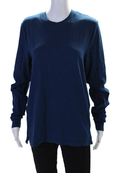 Cotton Citizen Women's Round Neck Long Sleeves Basic T-Shirt Navy Blue Size S