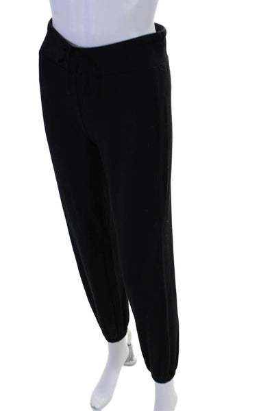 Malibu Women's Drawstring Waist Tapered Leg Sweat Pants Black Size XS