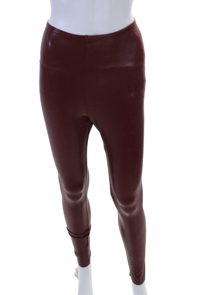 Commando Women's High Waist Faux Leather Full Length Leggings Red Size XS