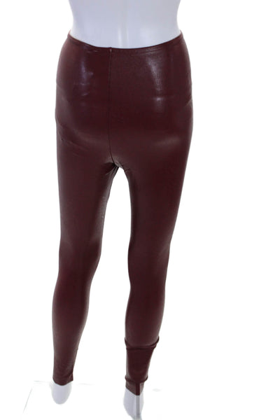 Commando Women's High Waist Faux Leather Full Length Leggings Red Size XS