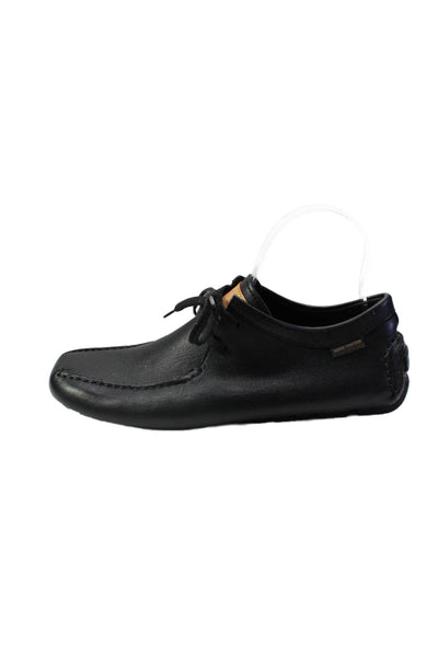 Louis Vuitton Mens Lace Up Square Toe Ankle Loafers Black Leather Size 7