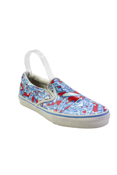 Vans x Marc Jacobs Mens Slip On Logo Low Top Sneakers Blue Red Size 8