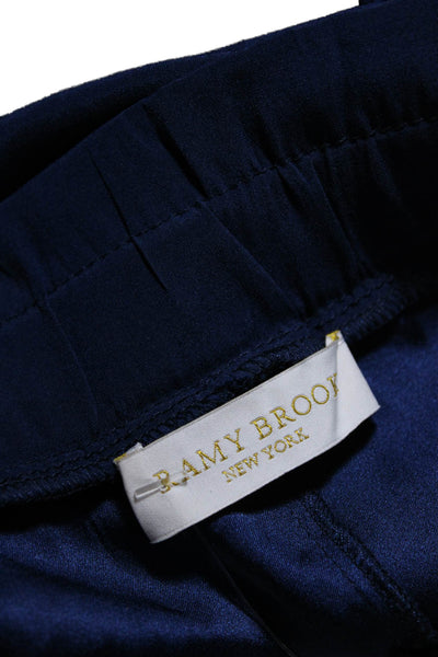 Ramy Brook Womens Silk Navy Drawstring High Waisted Tapered Pants Size S