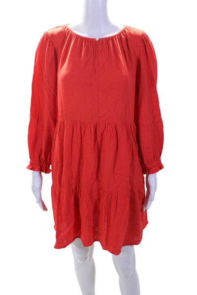 Velvet by Graham & Spencer Womens Cotton Long Sleeve Tiered Dress Red Size XS