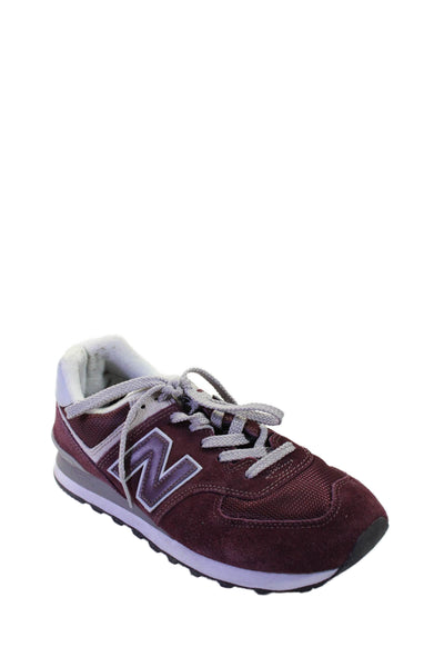 New Balance Mens 574 Suede Low Top lace Up Sneakers Burgundy Size 9