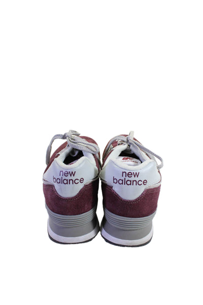 New Balance Mens 574 Suede Low Top lace Up Sneakers Burgundy Size 9