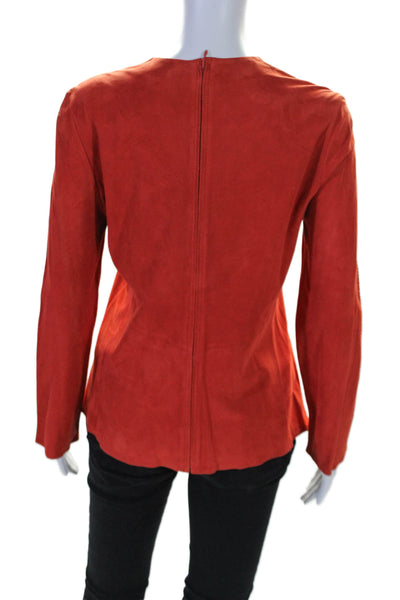 In Transit 2 Women's Round Neck Long Sleeves Leather Tunic Blouse Red Size L