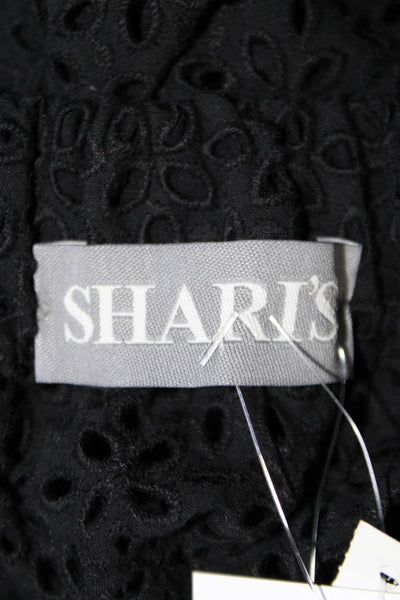 Sharis Women's Off The Shoulder Eyelet Short Sleeves Blouse Black Size 42