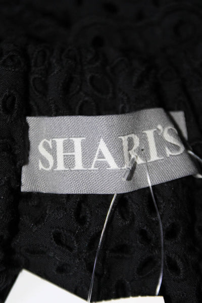 Sharis Women's Off The Shoulder Eyelet Short Sleeves Blouse Black Size 40