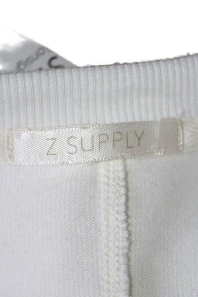 Z Supply Womens Long Sleeves Pullover Crew Neck Sweater White Size Small