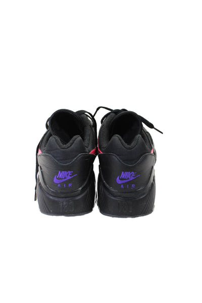 Nike Mens Leather Air Max 180 Lace Up Sneakers Black Pink Blast Size 8