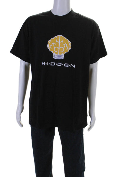 Hidden N.E.R.D Mens Short Sleeves Pullover Tee Shirt Black Yellow Cotton Size La